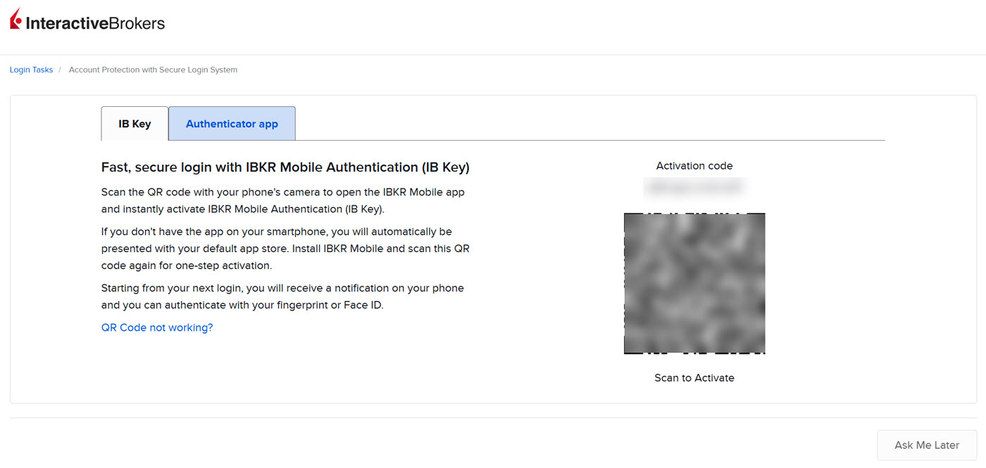 Image of the IB Key QR code in portal login menu.